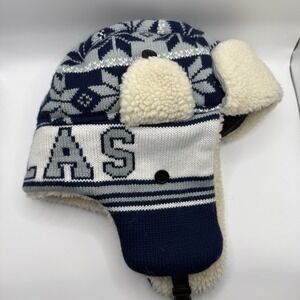 Dallas Cowboys‎ Team Pom Pom Trapper Blue Silver Faux Fur Trapper Hat